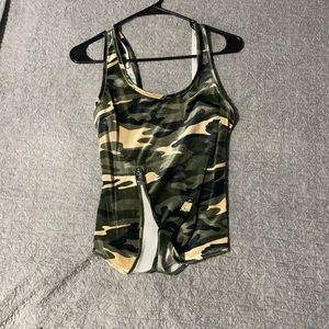 Camo velvet body suit